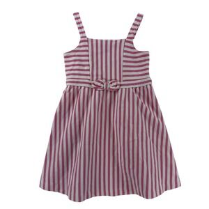 Janie And Jack Dress Girls 4 Pink Stripe Square Neck Bow Sundress Summer